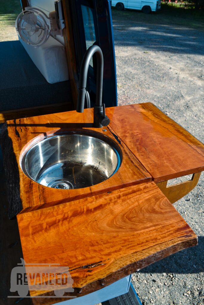 Revanped Bespoke Camper Van / RV Fitout - Grant & Janet VW Crafter - Live Slab Custom Benchtop and Cabinetry